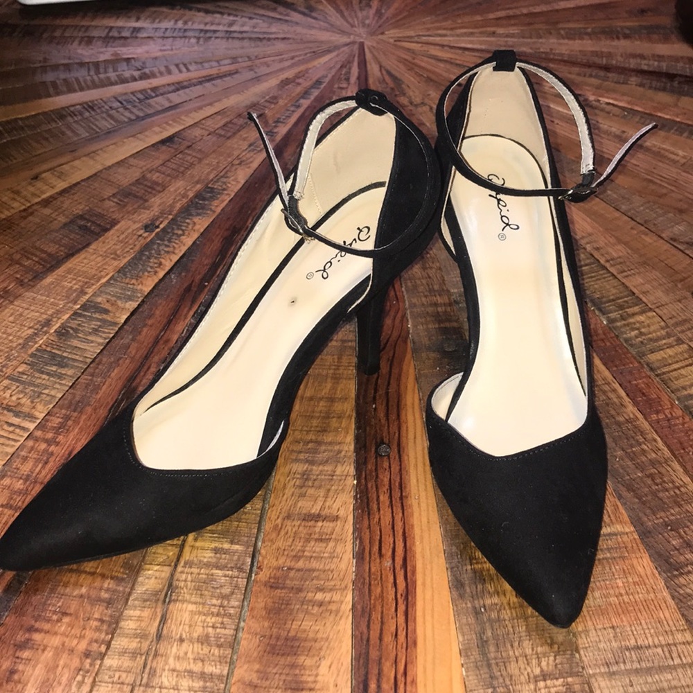 Qupid suede heels with ankle strap